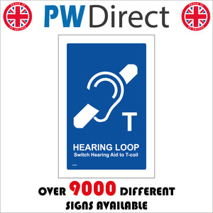 GE096 Hearing Loop Switch Hearing Aid To T-Coil Sign with Ear
