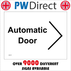 GE137 Automatic Door Right Sign with Arrow