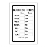 GE150 Business Opening Hours Sign