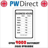 GE150 Business Opening Hours Sign