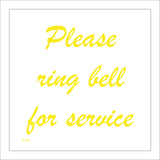 GE185 Please Ring Bell For Service Sign