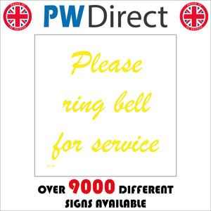 GE185 Please Ring Bell For Service Sign