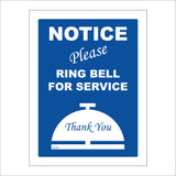 GE188 Notice Please Ring Bell For Service Sign with Bell