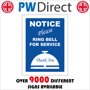 GE188 Notice Please Ring Bell For Service Sign with Bell