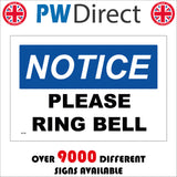 GE189 Notice Please Ring Bell Sign
