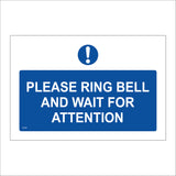 GE190 Please Ring Bell And Wait For Attention Sign with Exclamation Mark