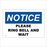 GE191 Notice Please Ring Bell And Wait Sign