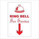 GE195 Ring Bell For Service Sign with Bell Arrow Pointing Down