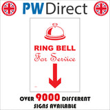 GE195 Ring Bell For Service Sign with Bell Arrow Pointing Down