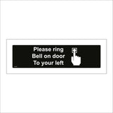 GE200 Please Ring Bell On Door To Your Left Sign with Finger Button
