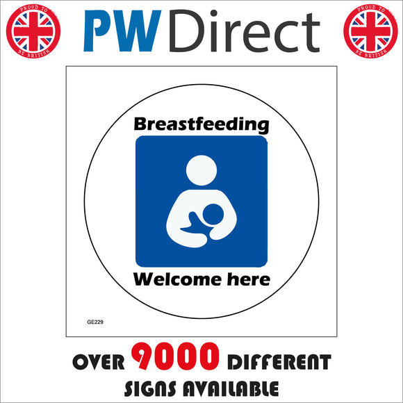 GE229 Breastfeeding Welcome Here Sign with Woman Baby