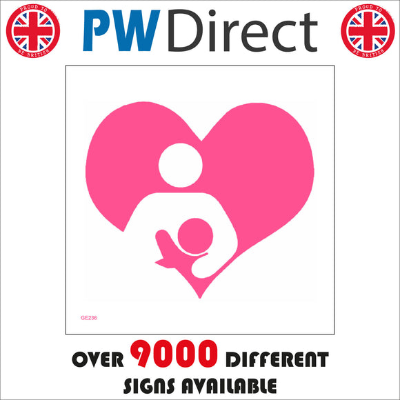 GE236 Breastfeeding Friendly Sign with Woman Baby Heart
