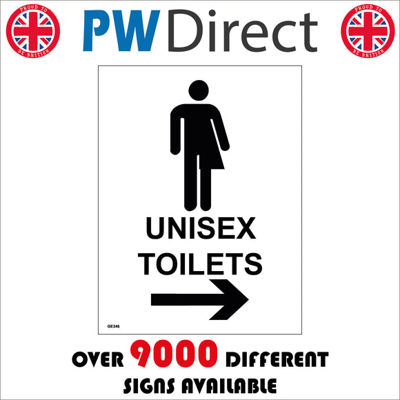 GE346 Unisex Toilets Right Sign with Person Arrow
