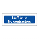 GE378 Staff Toilet No Contractors Door Plaque Sign