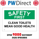 GE380 Safety First Clean Toilets Mean Good Health Sign