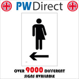 GE393 Whichever Toilet Left Sign with Person Arrow