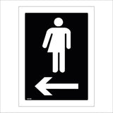 GE395 Whichever Toilet Left Sign with Person Arrow