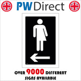 GE395 Whichever Toilet Left Sign with Person Arrow