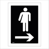 GE398 Whichever Toilet Right Sign with Person Arrow