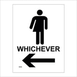 GE402 Whichever Toilet Left Arrow Sign with Arrow Man Woman