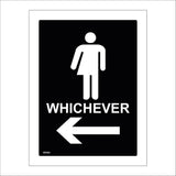 GE404 Whichever Toilet Left Arrow Sign with Arrow Man Woman