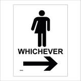 GE405 Whichever Toilet Right Arrow Sign with Arrow Man Woman