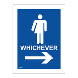 GE406 Whichever Toilet Right Arrow Sign with Arrow Man Woman
