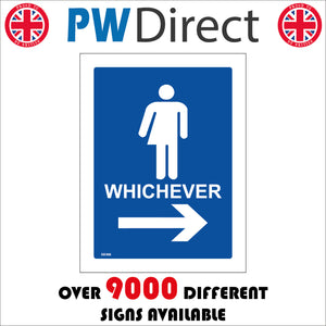 GE406 Whichever Toilet Right Arrow Sign with Arrow Man Woman
