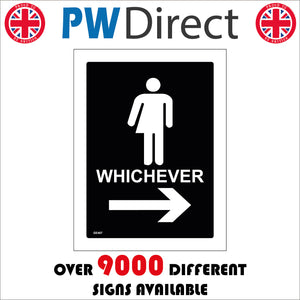 GE407 Whichever Toilet Right Arrow Sign with Arrow Man Woman