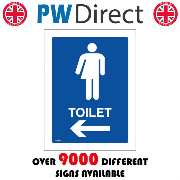 GE412 Toilet Left Arrow Sign with Arrow Man Woman