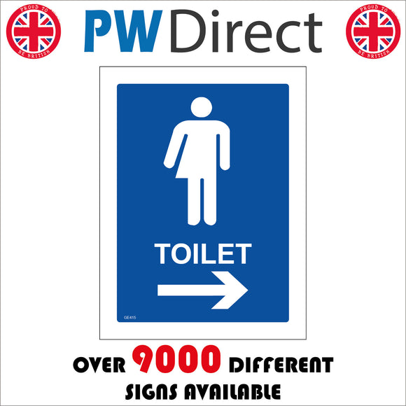 GE415 Toilet Right Arrow Sign with Arrow Man Woman