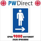 GE415 Toilet Right Arrow Sign with Arrow Man Woman