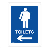 GE421 Toilets Left Sign with Arrow Man Woman