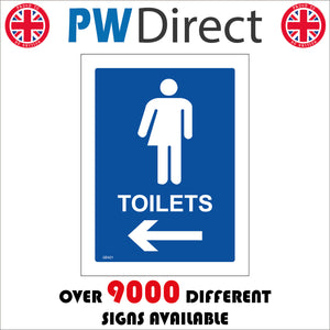 GE421 Toilets Left Sign with Arrow Man Woman