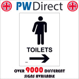 GE423 Toilets Right Sign with Arrow Man Woman