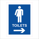 GE424 Toilets Right Sign with Arrow Man Woman