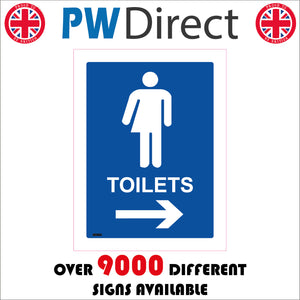 GE424 Toilets Right Sign with Arrow Man Woman