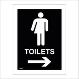 GE425 Toilets Right Sign with Arrow Man Woman