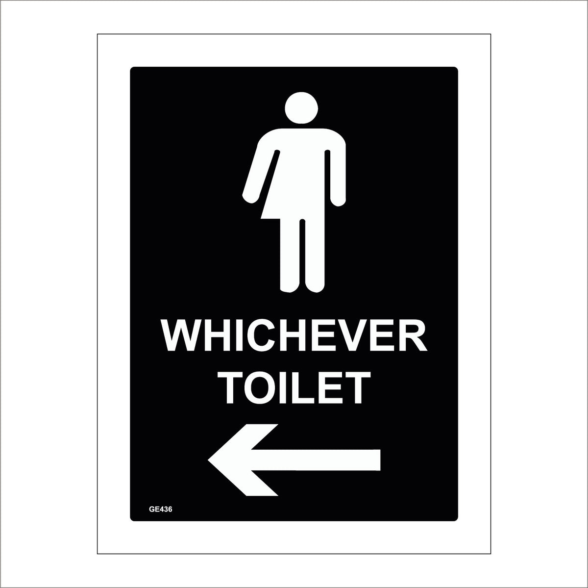 Whichever Toilet Left Arrow Sign with Arrow Man Woman – PWDirect