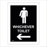 GE436 Whichever Toilet Left Arrow Sign with Arrow Man Woman