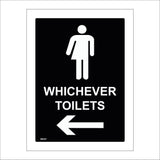 GE437 Whichever Toilets Left Arrow Sign with Arrow Man Woman