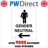 GE441 Gender Neutral Toilet Left Sign with Person Arrow