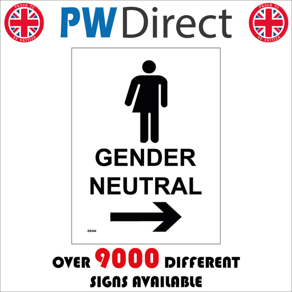 GE444 Gender Neutral Toilet Right Sign with Person Arrow