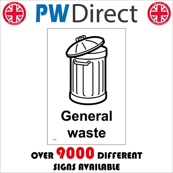 Gen Wasste Sign General Waste Sign with Dustbin – PWDirect
