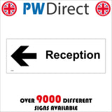 GE680 Reception Sign with Black Arrow Pointing Left
