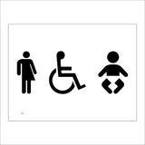 GE689 Whichever Disabled And Baby Changing Toilets Sign with Man Woman Person In Wheelchair Baby