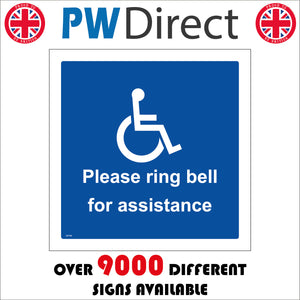 GE728 Please Ring Bell For Assistance  Sign with Disabled Logo