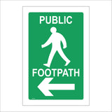 GE762 Public Footpath Left Arrow Sign with Man Walking Left Arrow