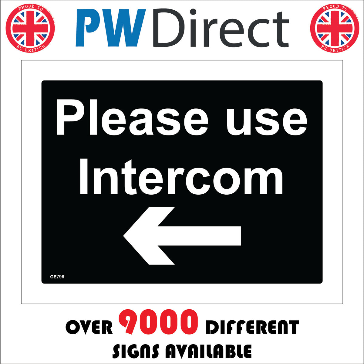 Interecom Sign Please Use Intercom Left Arrow Sign with Left Arrow – PWDirect