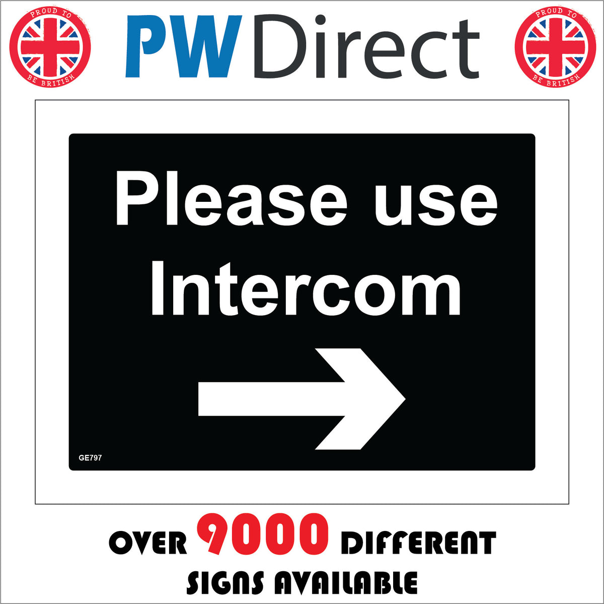 Intercom Direction Signs Please Use Intercom Right Arrow Sign with Right Arrow – PWDirect